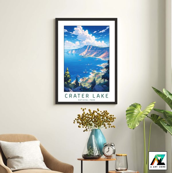 Tranquil Wonders: Crater Lake National Park Framed Scenery Brilliance