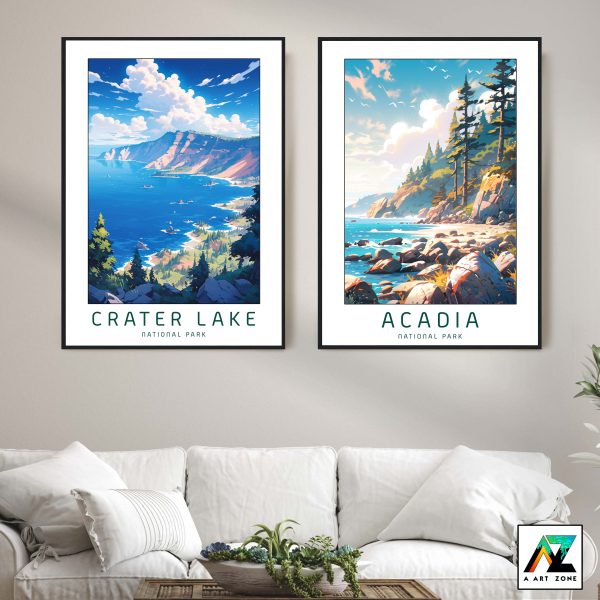 Crater Lake Majesty: National Park Framed Art of Klamath County