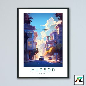 Hudson Hudson City Sunny Day Wall Art California USA - City View Scenery Artwork