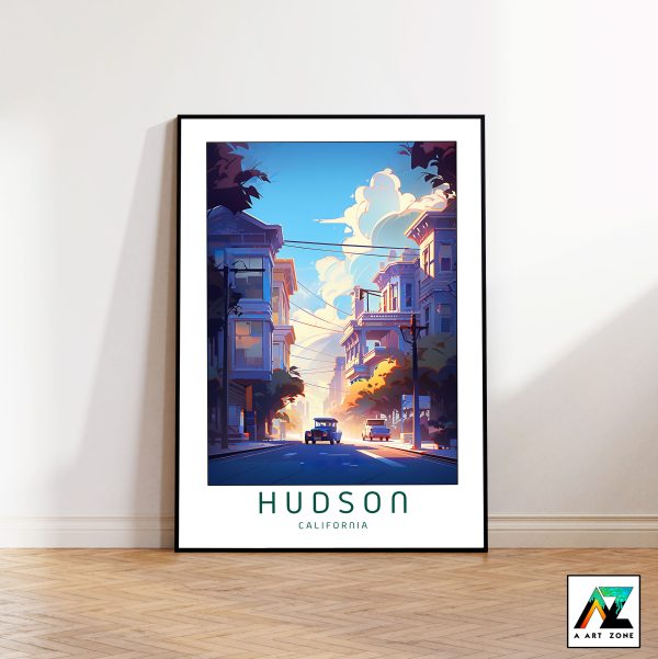 City Radiance: Hudson City Sunny Day Framed Wall Art in California, USA