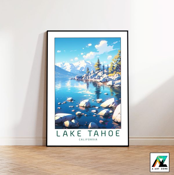 Lakeside Tranquility: Lake Tahoe Framed Wall Art in Tahoe City, California, USA