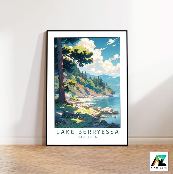 Nature's Symphony: Framed Lake Berryessa Wall Art in Vaca Mountains, California, USA