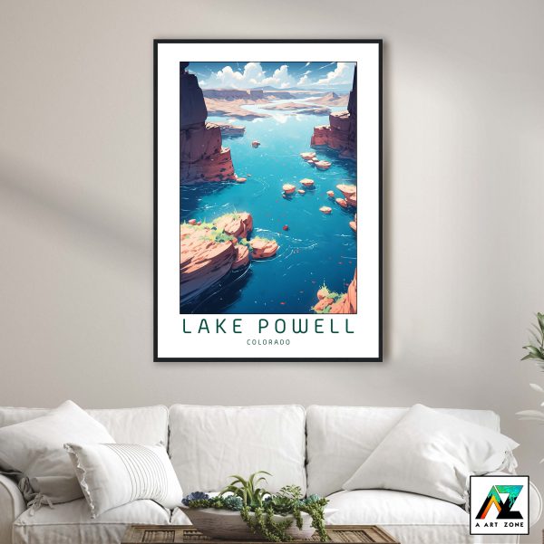 Colorado's Lakeside Haven: Framed Wall Art of Lake Powell on the Colorado River