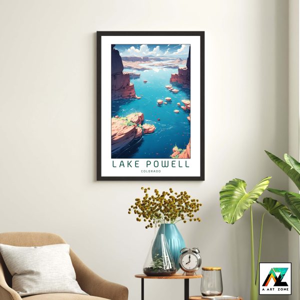 Captivating Lakeside Charm: Framed Wall Art of Lake Powell in Colorado