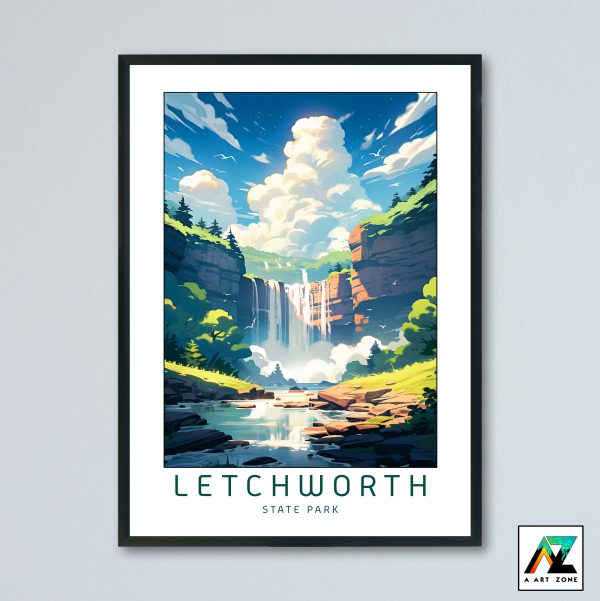 Letchworth State Park Livingston New York USA - State Park Waterfall Scenery Artwork