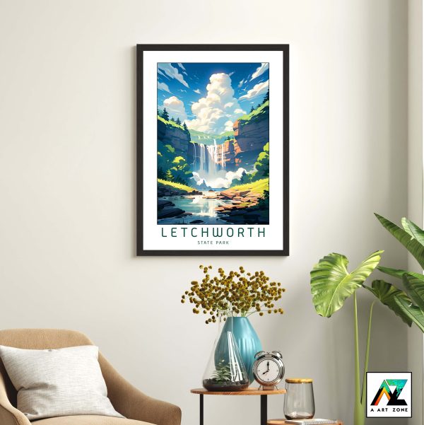 Waterfall Majesty: Letchworth State Park Framed Wall Art in Livingston, New York, USA