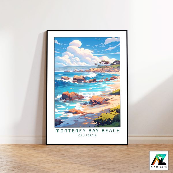 Coastal Charm: Monterey Bay Beach Framed Wall Art in Monterey, California, USA