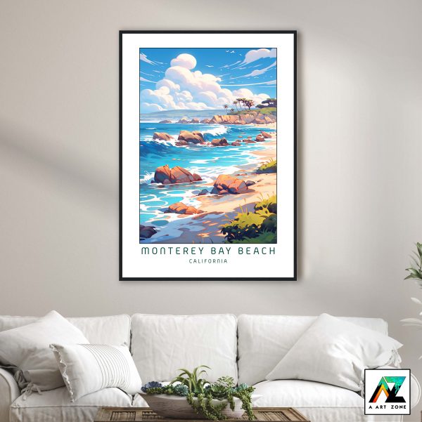 Nature's Symphony: Framed Monterey Bay Beach State Beach Wall Art in Monterey, USA