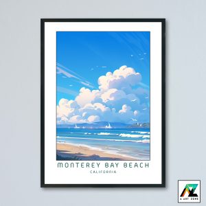 Monterey Bay Beach Monterey Cloudy scene Wall Art California USA - State Beach Beach Scenery Artwork