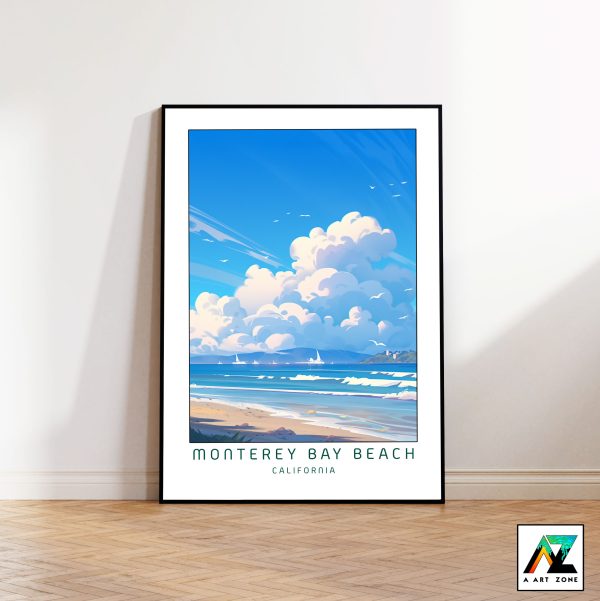 Artistry by the Coastal Clouds: Monterey Bay Beach State Beach Framed Wall Art