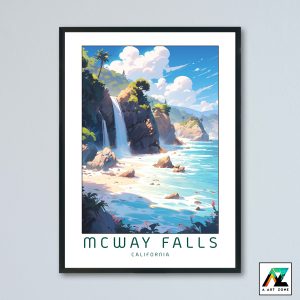 Mcway Falls Big Sur Monterey County California USA - State Park Waterfall Scenery Artwork