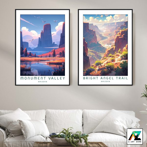 Sunlit Canyon Majesty: Monument Valley Framed Wall Art in Navajo County, Arizona, USA
