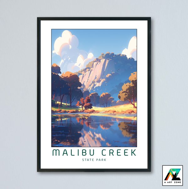 Lake Serenity: Malibu Creek State Park Framed Wall Art in Calabasas, California, USA