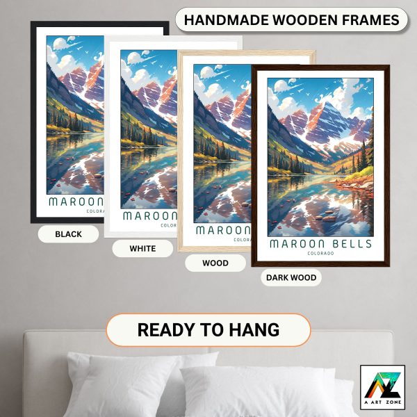 Captivating Mountain Charm: Framed Wall Art of Maroon Bells in Colorado