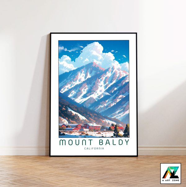 Captivating Mountain Charm: Framed Wall Art of Mount Baldy in California