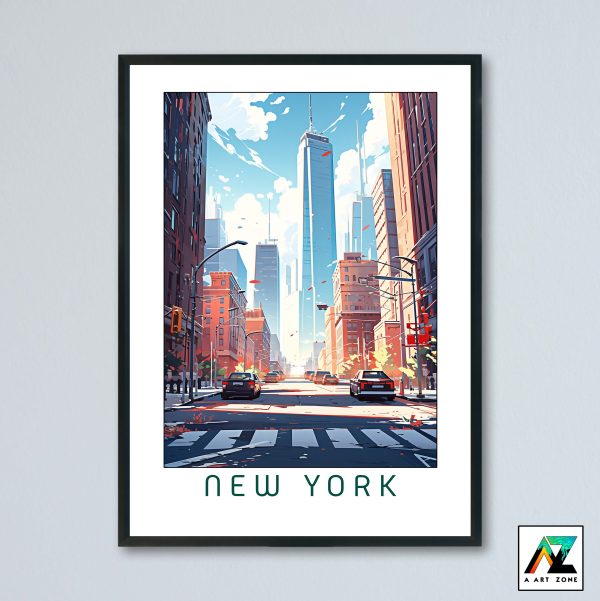 New York City Wall Art Framed Poster Print New York USA – City View Scenery Artwork