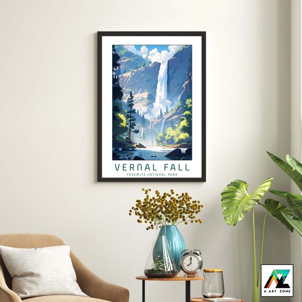 Waterfall Serenity: Yosemite Vernal Falls Framed Wall Symphony