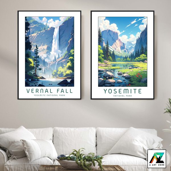 Nature's Cascade: Framed Wall Art Showcasing Yosemite's Vernal Falls Beauty