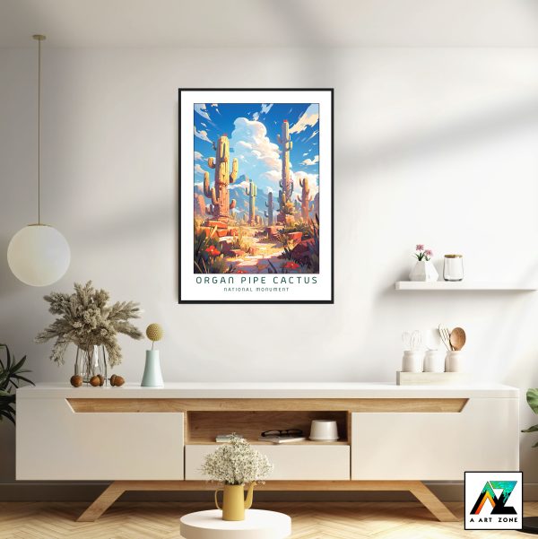 Nature's Desert Symphony: Framed Organ Pipe Cactus National Monument Wall Art