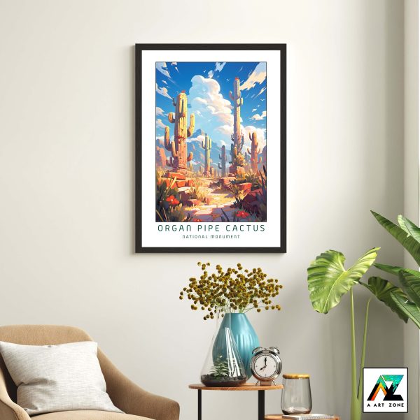 Desert Majesty: Organ Pipe Cactus National Monument Framed Wall Art in Pima