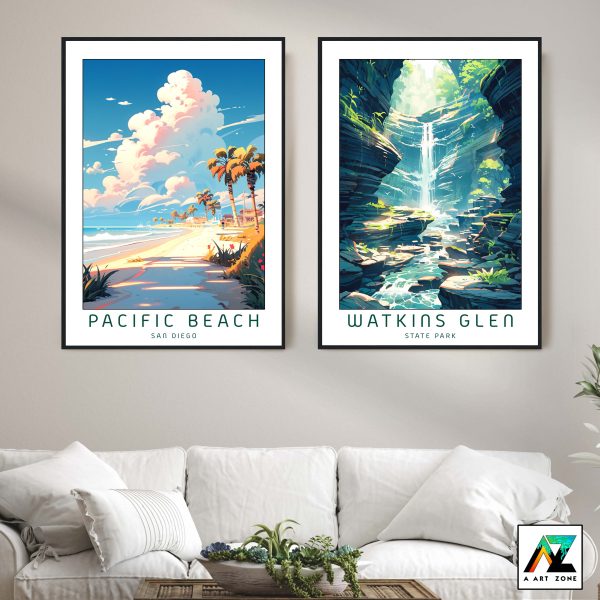 Sunny Coastal Escape: Framed Wall Art of Pacific Beach