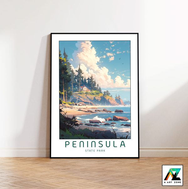 Parkside Tranquility: Peninsula State Park Framed Wall Art in Door