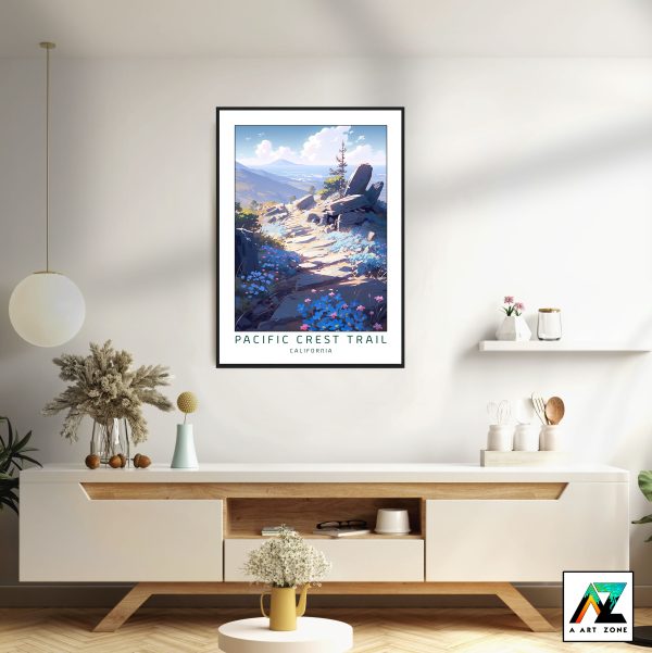 Radiant Trail Views: Pacific Crest Trail Sunny Day Framed Wall Art