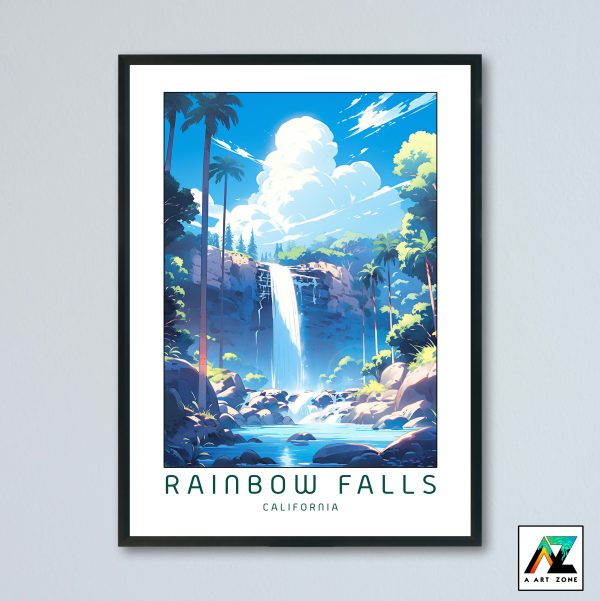 Rainbow Falls Madera County California USA - National Monument Waterfall Scenery Artwork