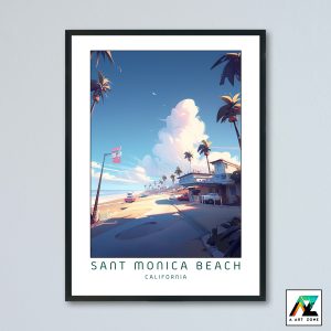 Santa Monica Beach Santa Monica City California USA - State Park Beach Scenery Artwork