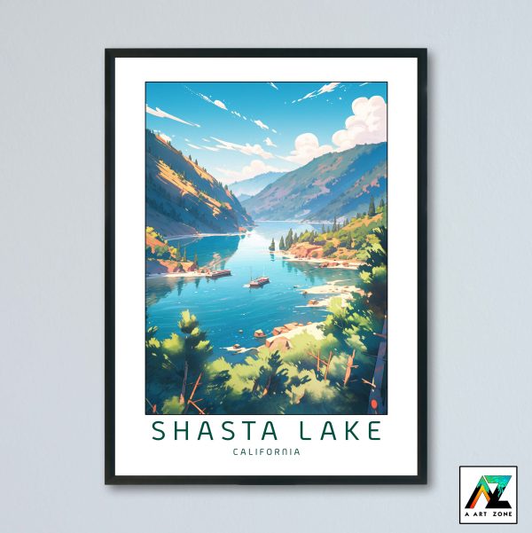 Shasta Lake Shasta County California USA - Lake Lake Scenery Artwork