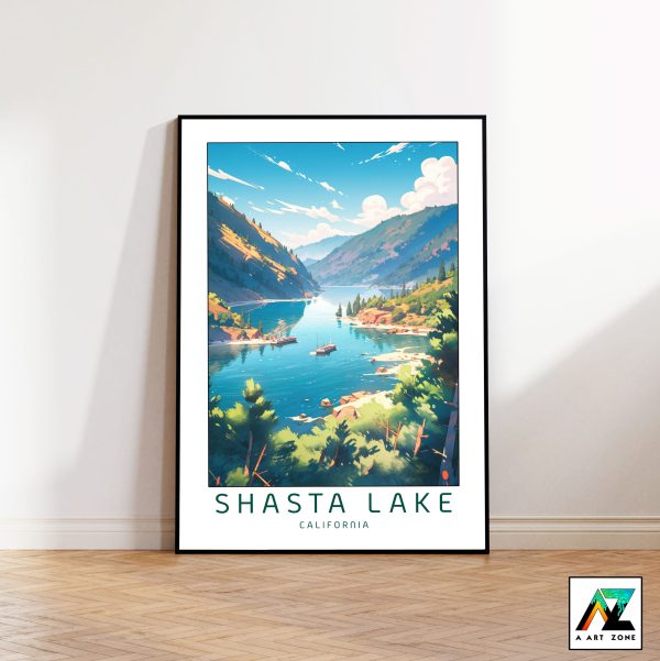 Nature's Symphony: Framed Shasta Lake Wall Art in Shasta County, California, USA