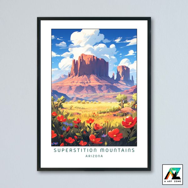 Superstition Mountains Pinal County Arizona USA - State Park Desert Scenery Artwork