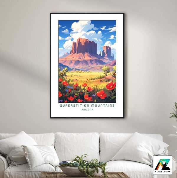 Pinal County's Desert Charm: Superstition Mountains Framed Wall Art