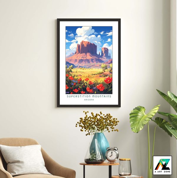 Nature Meets Desert: Framed Superstition Mountains Wall Art in Pinal County, Arizona, USA