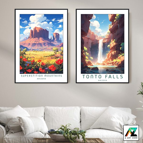 Elegance of the Desert: Framed Wall Art of Superstition Mountains in Pinal County, Arizona