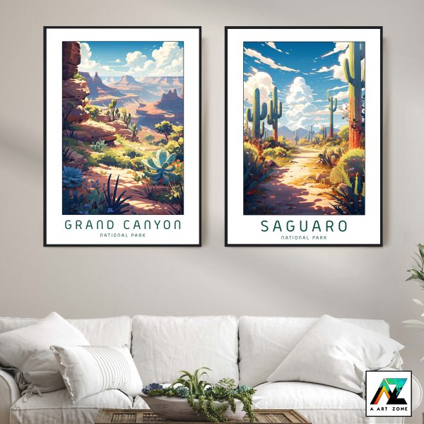 Nature's Panorama: Framed Wall Art Showcasing Grand Canyon's Delight