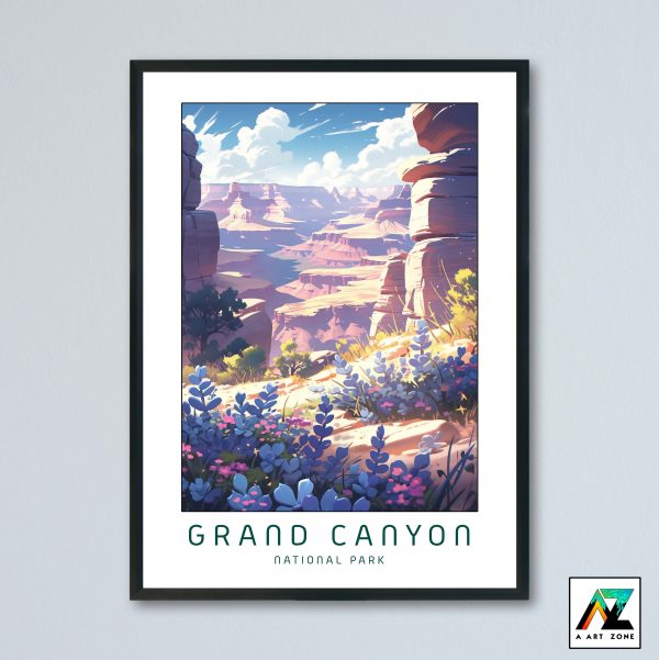 Breathtaking Horizons: Framed Artwork Showcasing Grand Canyon's Sunny Day Scenery