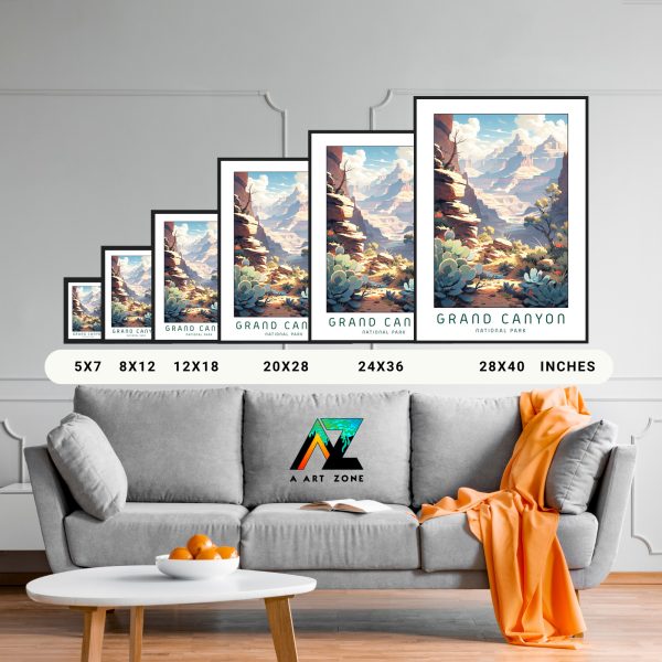 Breathtaking Horizons: Framed Artwork Showcasing Grand Canyon's Majestic Scenery