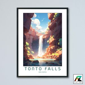 Tonto Natural Bridge Falls Payson Arizona USA - State Park Waterfall Scenery Artwork