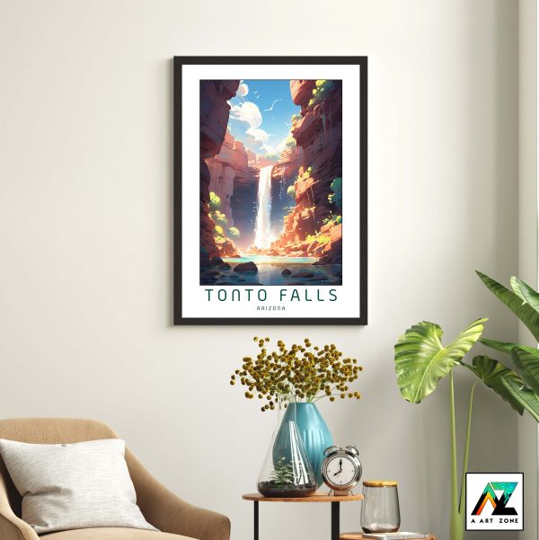 Nature Meets Waterfall: Framed Tonto Natural Bridge Falls Wall Art in Payson, Arizona, USA