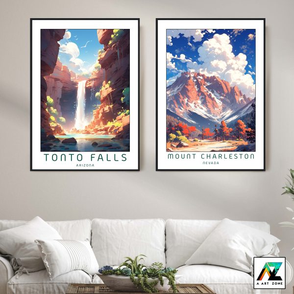 Artistry in Arizona Wilderness: Framed Wall Art of Tonto Natural Bridge Falls