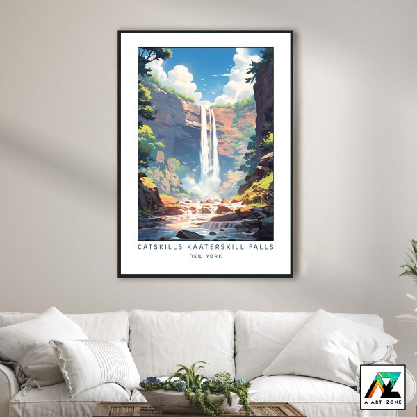 Elegance of the Waterfall: Framed Wall Art of The Catskills Kaaterskill Falls in the Catskill Mountains, New York