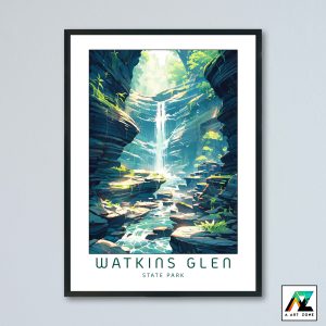 Watkins Glen State Park Watkins Glen New York USA - State Park Waterfall Scenery Artwork