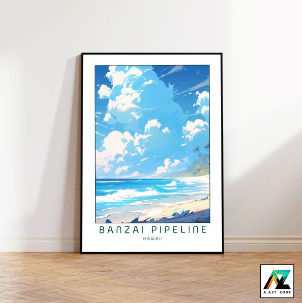 Elegance of the Beach: Framed Wall Art of Banzai Pipeline in Pupukea, Hawaii