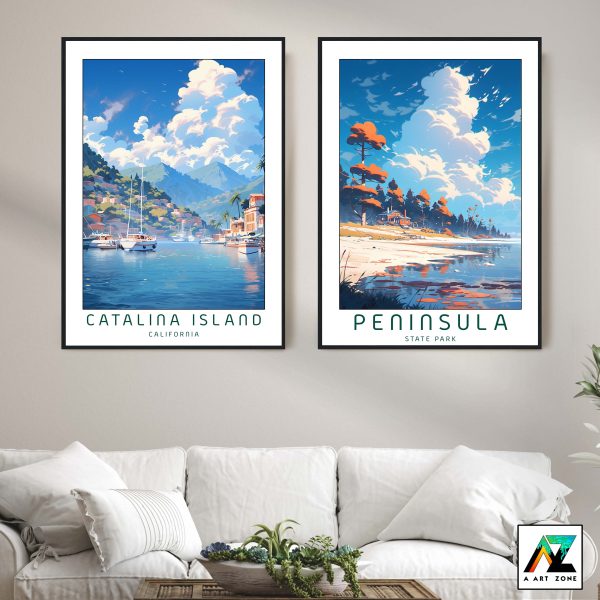 Elegance of the Island: Framed Wall Art of Catalina Island in Santa Catalina, California