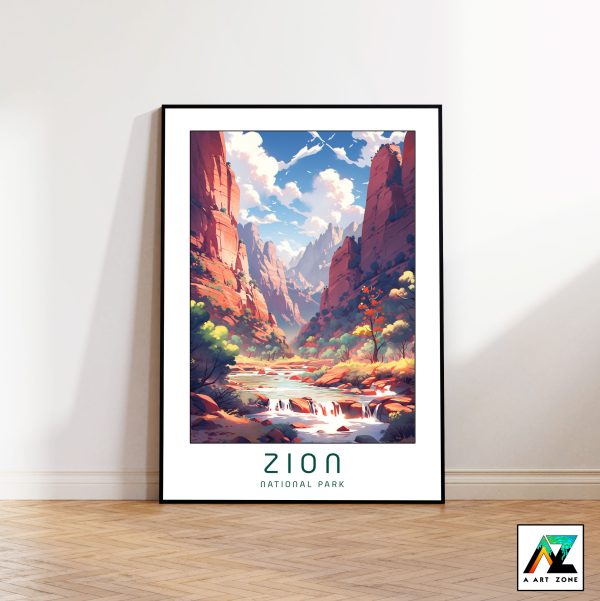 Nature's Tranquility: Framed Wall Art Showcasing Zion National Park's River View