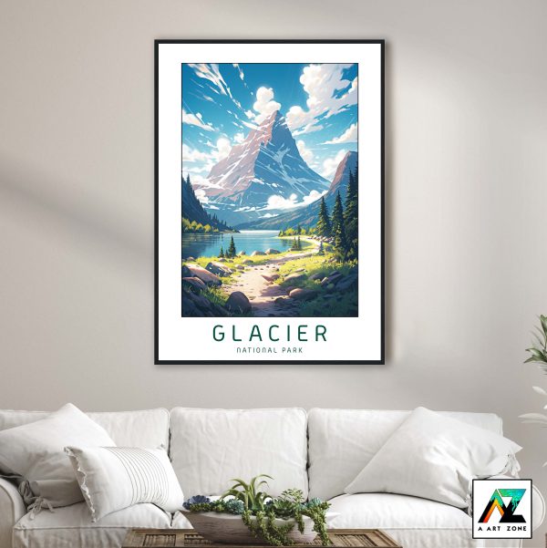 Canvas of Wilderness: Framed Masterpiece Showcasing Glacier National Park