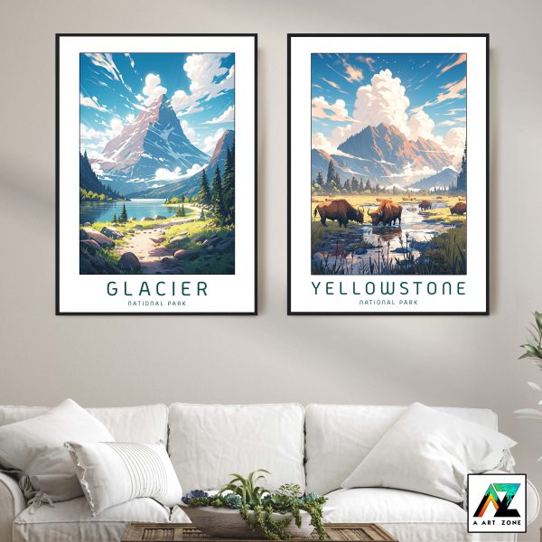Breathtaking Landscapes: Framed Artwork Showcasing Glacier National Park's Serenity