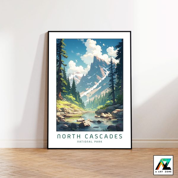 Cascading Majesty: Framed Wall Art Celebrating North Cascades National Park's Grandeur