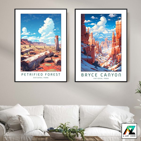 Breathtaking Landscapes: Framed Artwork Showcasing Petrified Forest's Wooded Serenity